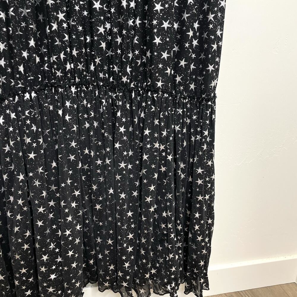 Cosmic Aura Star Silver Foil Mesh Tiered Maxi Dress Womens Plus 4X Whimsigoth 4 - Picture 6 of 11